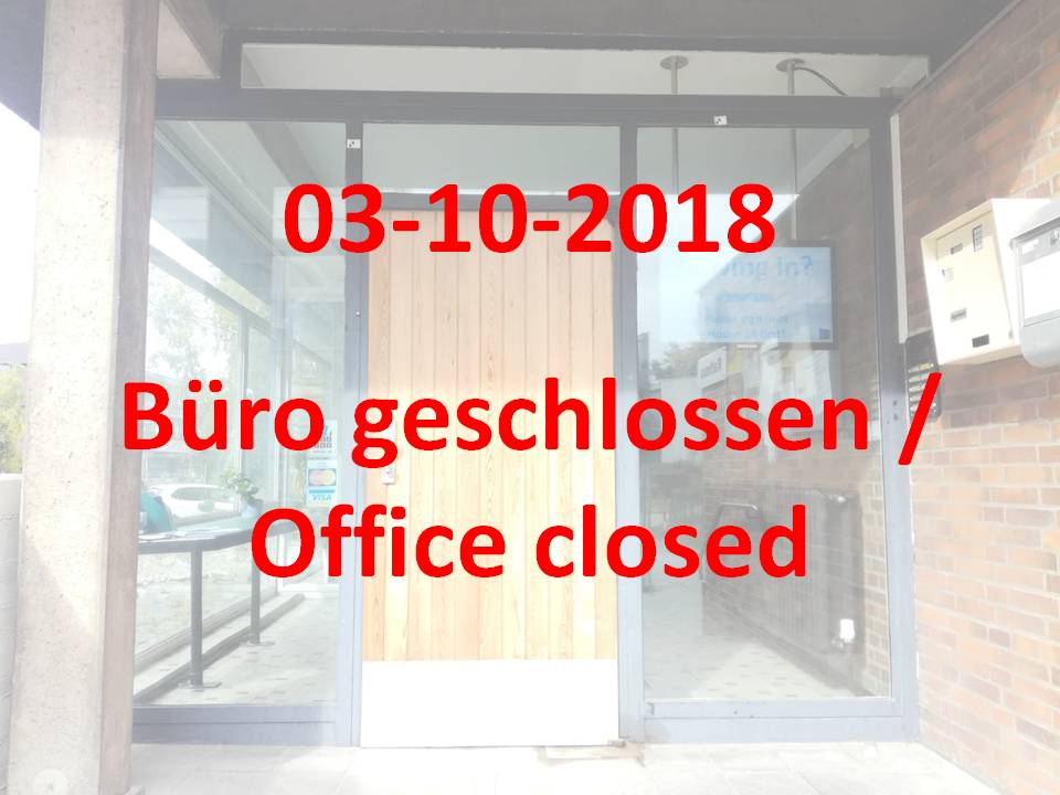 Büro geschlossen am 03. Oktober