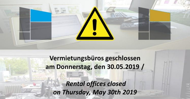 Office closed on Thursday, May 30th (Ascension Day) 1