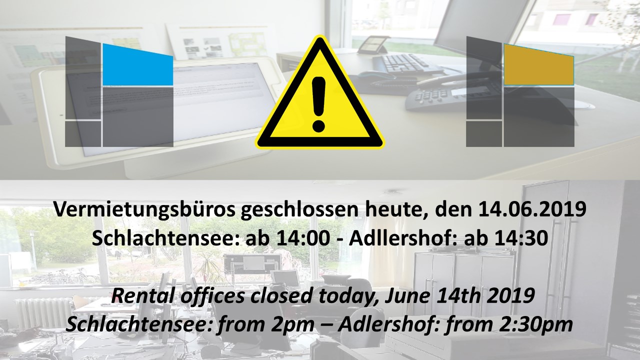 Rental Offices - Shortened Opening Hours on June 14th